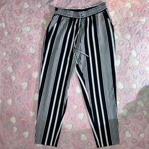 Black and White striped Dress pants